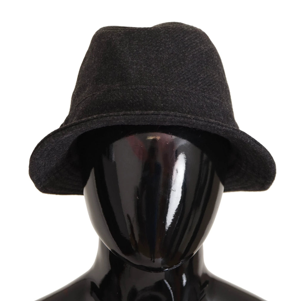 Dolce & Gabbana Gray Virgin Wool Logo Fedora Trilby Cappello Hat by Dolce & Gabbana