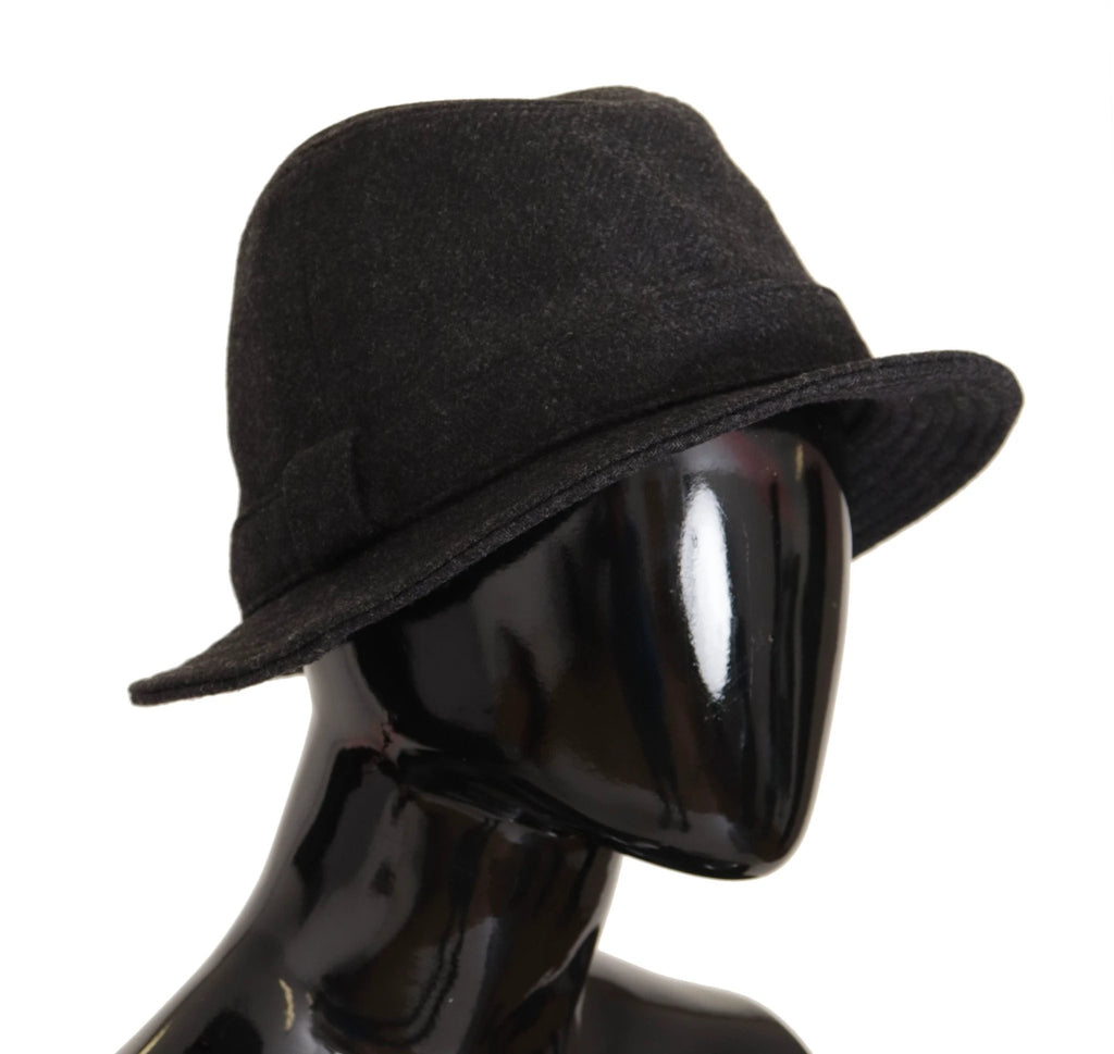 Dolce & Gabbana Gray Virgin Wool Logo Fedora Trilby Cappello Hat by Dolce & Gabbana