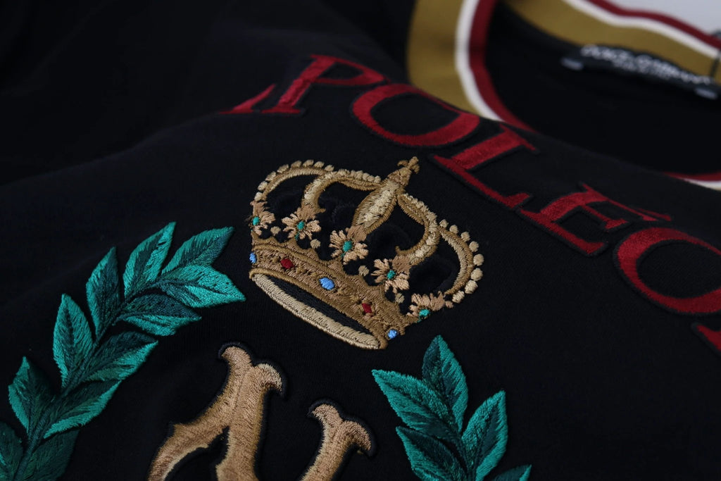Dolce & Gabbana Black Cotton Embroidered Crewneck T-shirt by Dolce & Gabbana