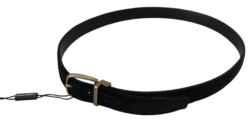 Dolce & Gabbana Black Velvet Leather Antique Metal Buckle by Dolce & Gabbana