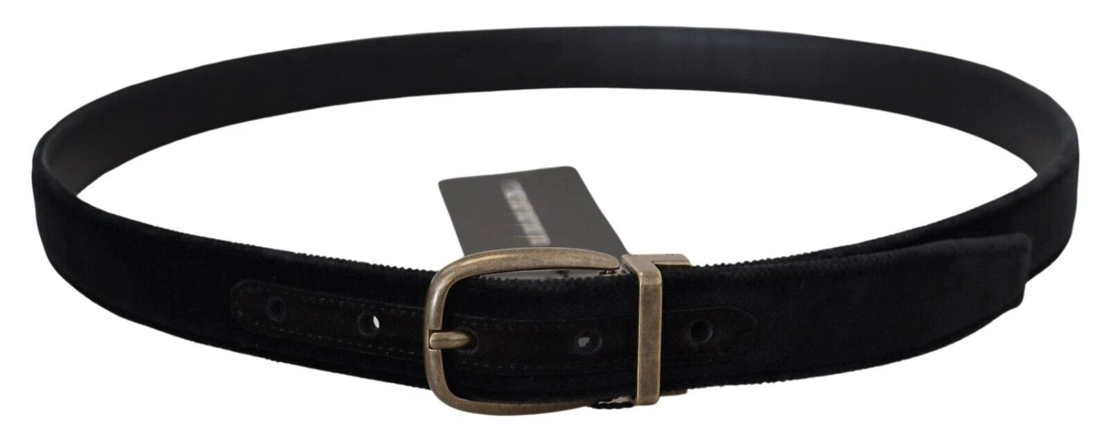 Dolce & Gabbana Black Velvet Leather Antique Metal Buckle by Dolce & Gabbana