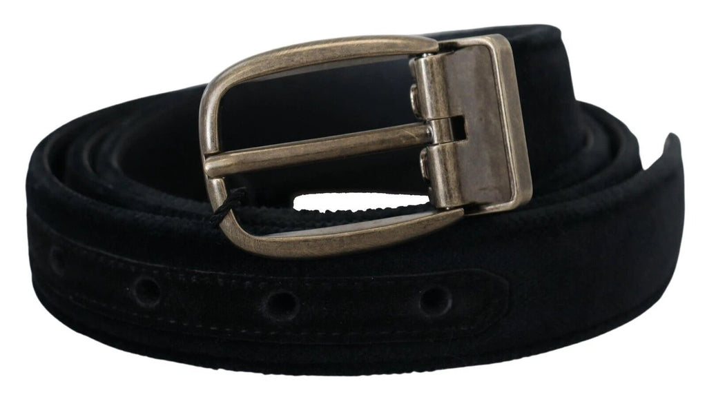 Dolce & Gabbana Black Velvet Leather Antique Metal Buckle by Dolce & Gabbana