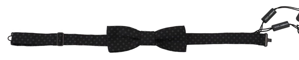 Dolce & Gabbana Black Pattern Silk Adjustable Neck Papillon Bow Tie by Dolce & Gabbana