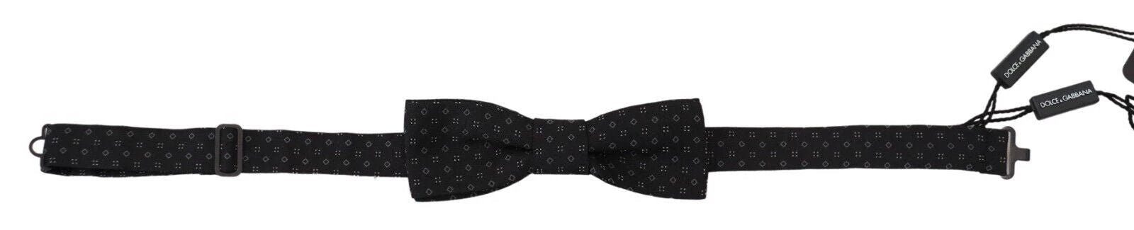 Dolce & Gabbana Black Pattern Silk Adjustable Neck Papillon Bow Tie by Dolce & Gabbana