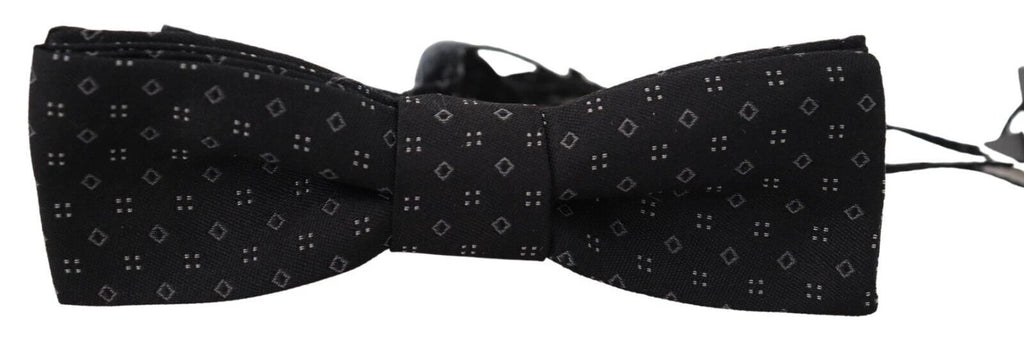 Dolce & Gabbana Black Pattern Silk Adjustable Neck Papillon Bow Tie by Dolce & Gabbana