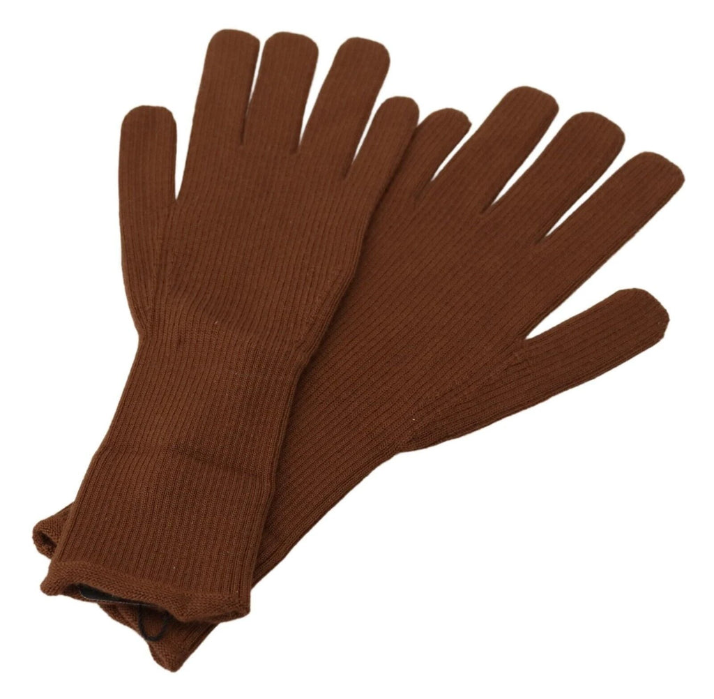 Dolce & Gabbana Brown Cashmere Knitted Hands Mitten Mens Gloves by Dolce & Gabbana