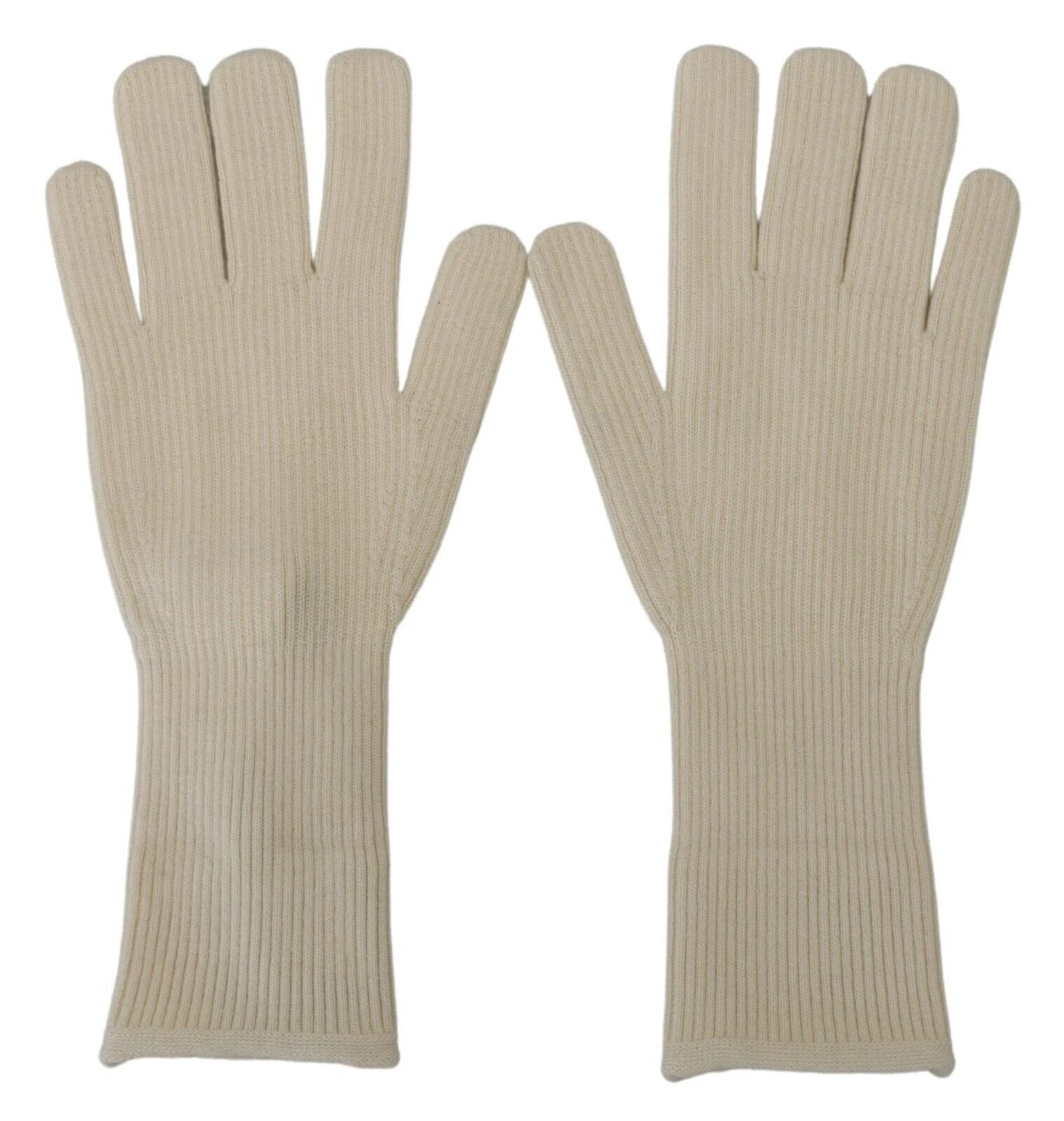 Dolce & Gabbana White Cashmere Knitted Hands Mitten Mens Gloves by Dolce & Gabbana