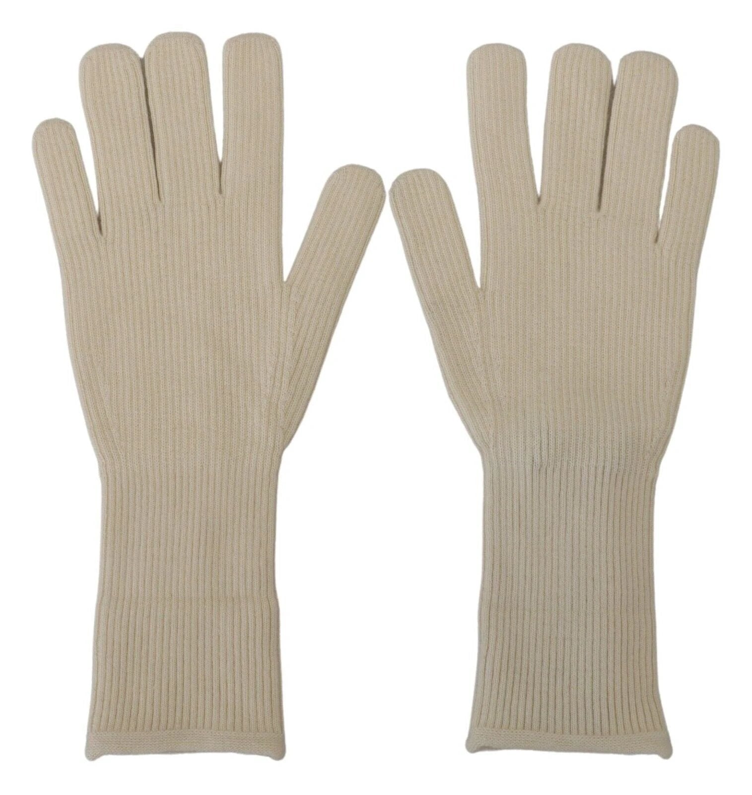 Dolce & Gabbana White Cashmere Knitted Hands Mitten Mens Gloves by Dolce & Gabbana