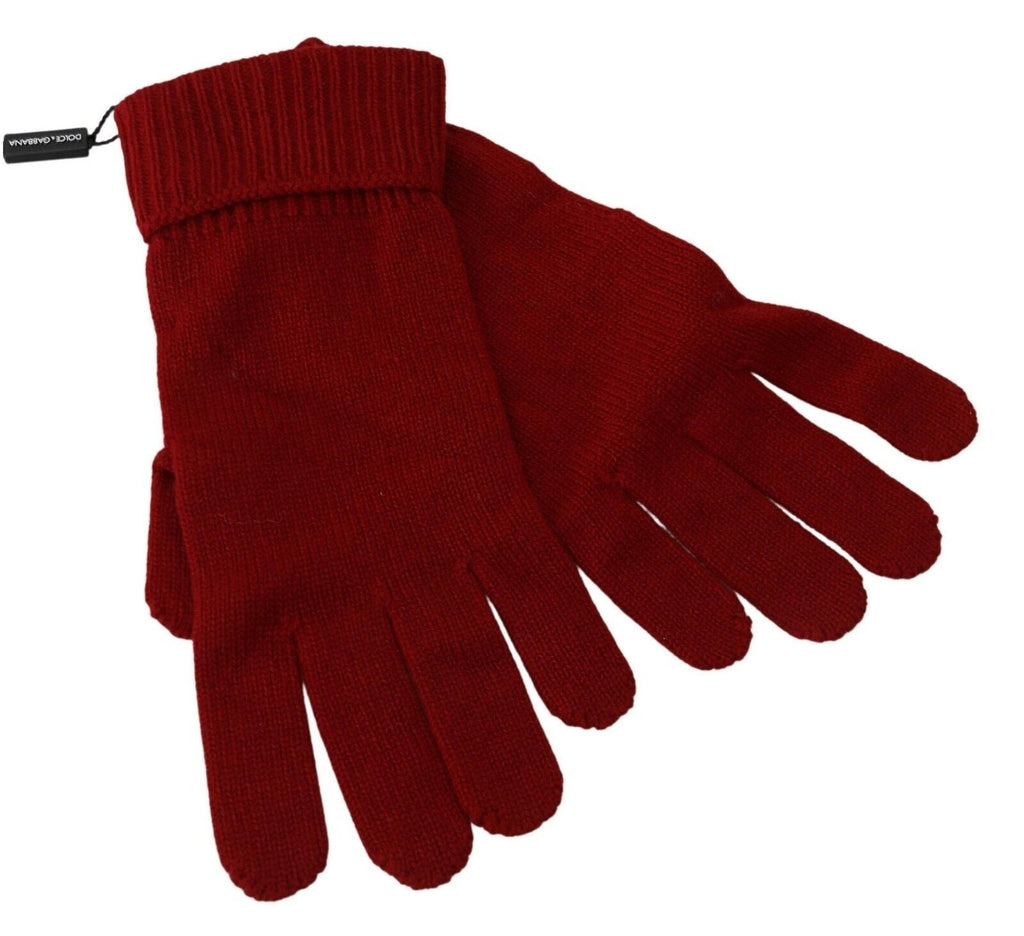Dolce & Gabbana Red 100% Cashmere Knit Hands Mitten Mens Gloves by Dolce & Gabbana