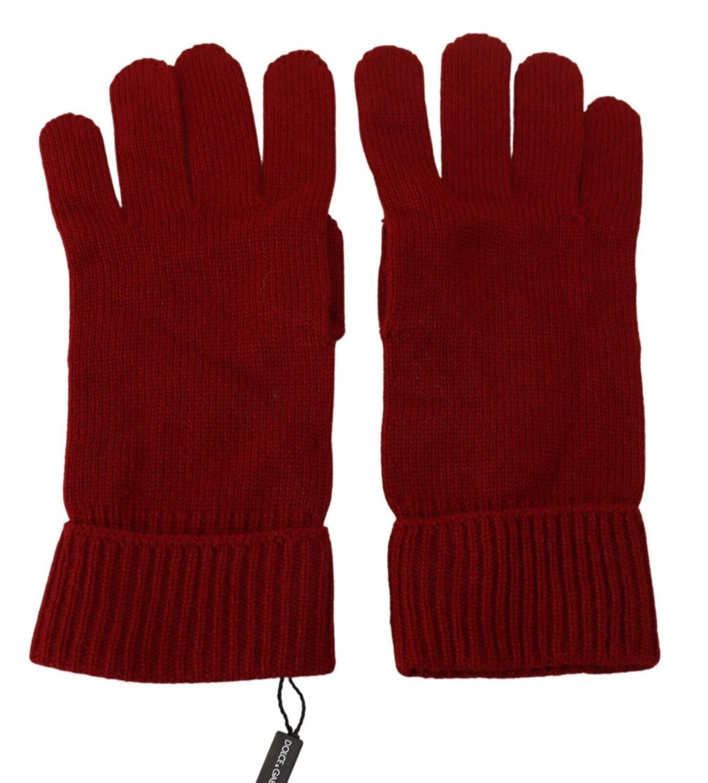 Dolce & Gabbana Red 100% Cashmere Knit Hands Mitten Mens Gloves by Dolce & Gabbana