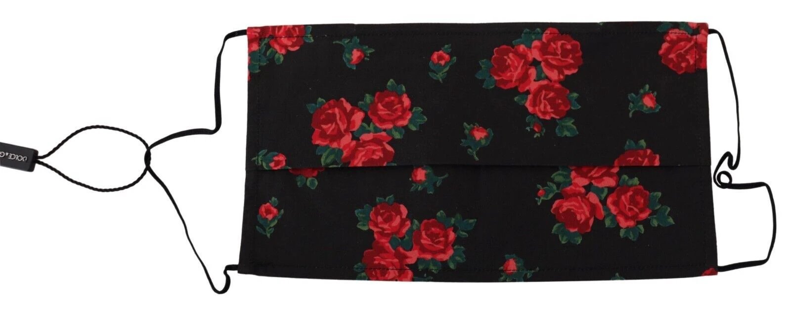 Dolce & Gabbana Black Floral Pleated Elastic Ear Strap One Size Face Mask by Dolce & Gabbana