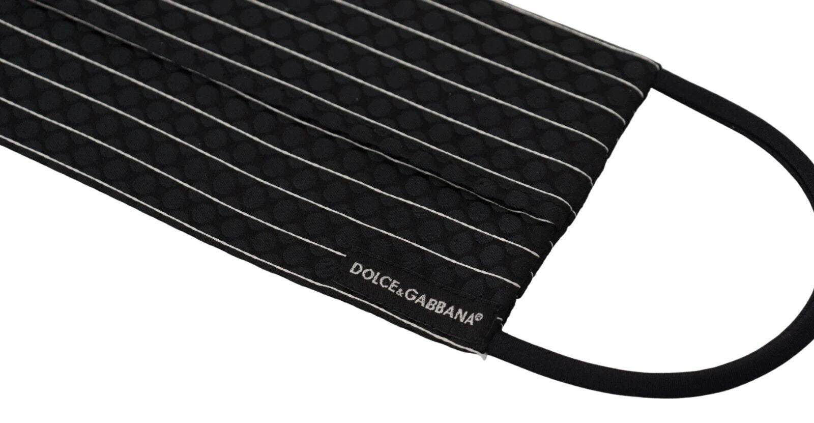 Dolce & Gabbana Black White Stripes Elastic Ear Strap One Size Face Mask by Dolce & Gabbana