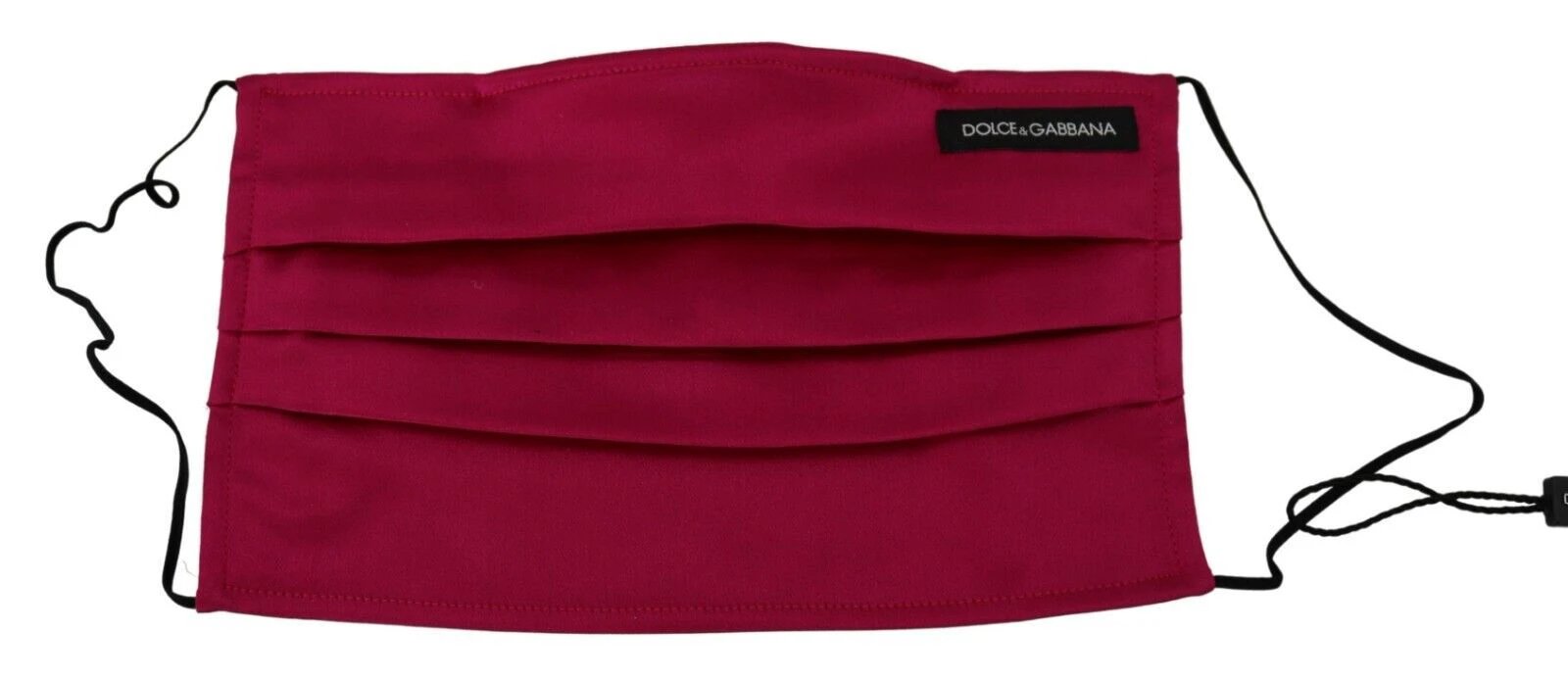 Dolce & Gabbana Maroon Silk Pleated Elastic Ear Strap One Size Face Mask by Dolce & Gabbana