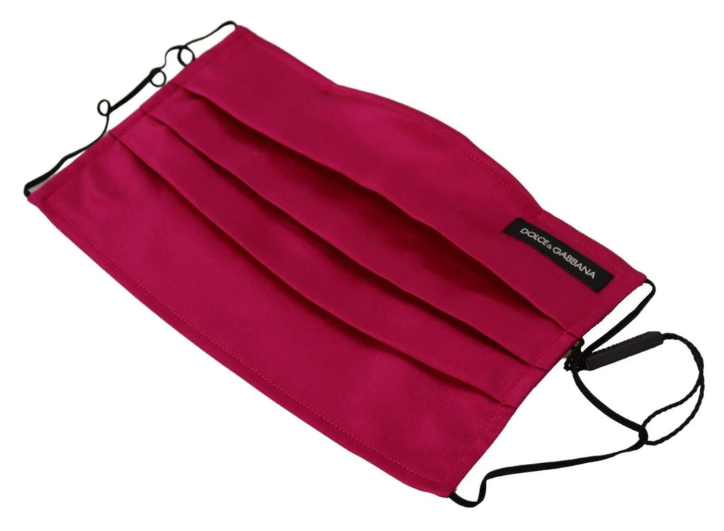 Dolce & Gabbana Maroon Silk Pleated Elastic Ear Strap One Size Face Mask by Dolce & Gabbana