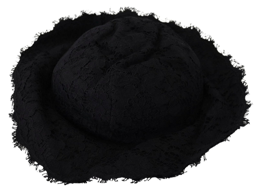 Dolce & Gabbana Black Cotton Wide Brim Shade Hat by Dolce & Gabbana