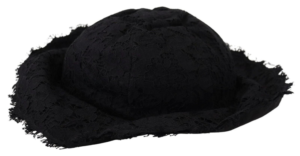 Dolce & Gabbana Black Cotton Wide Brim Shade Hat by Dolce & Gabbana