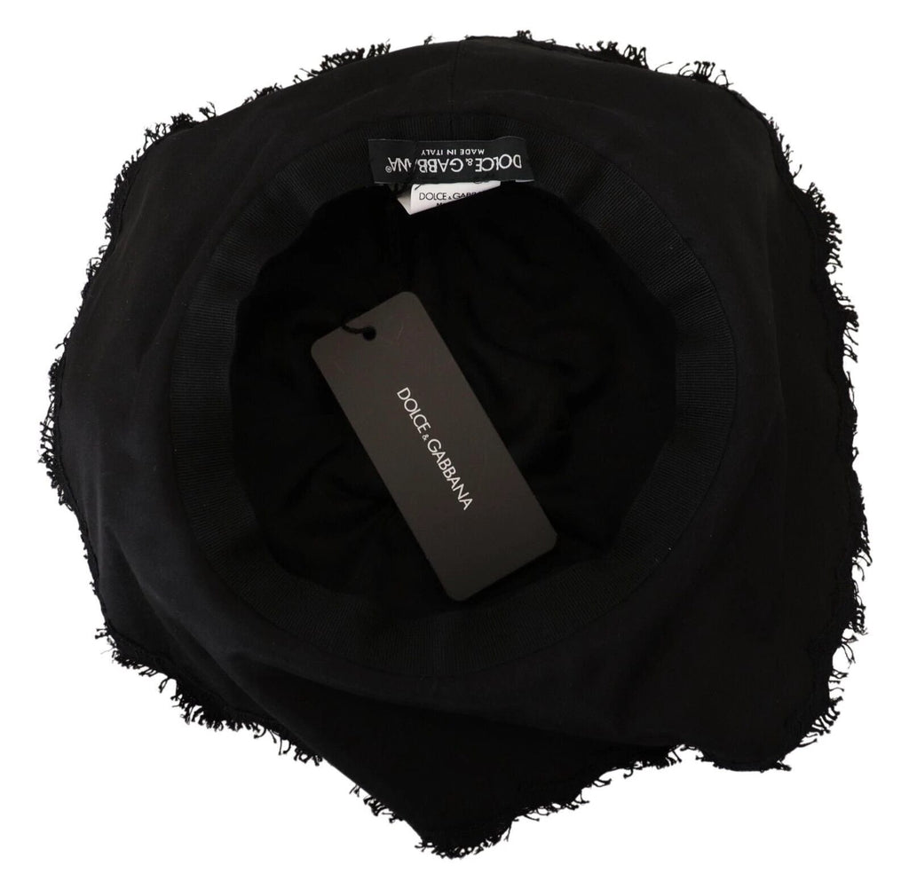 Dolce & Gabbana Black Cotton Wide Brim Shade Hat by Dolce & Gabbana