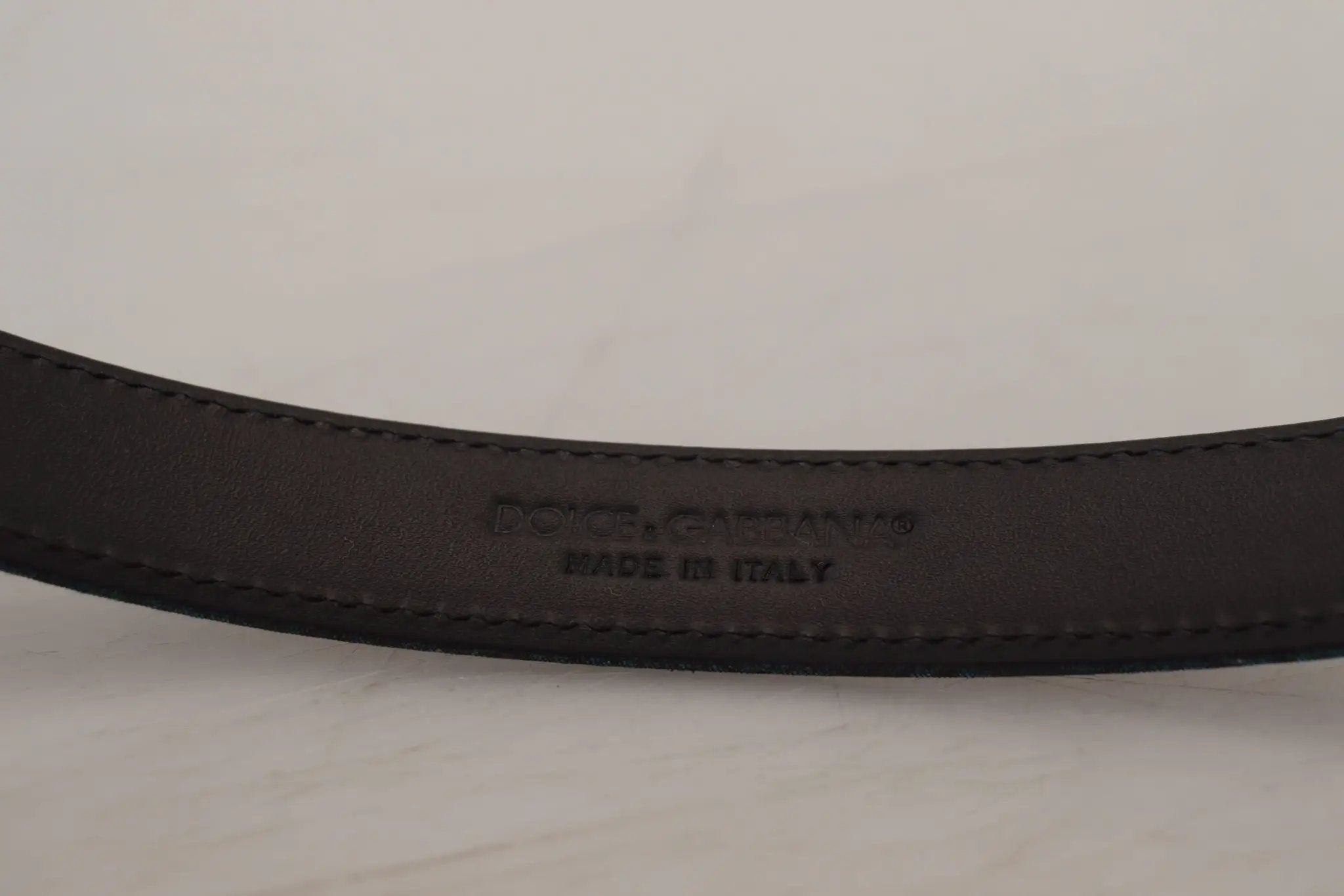Ceinture homme Dolce &amp; Gabbana en jacquard bleu moiré et métal argenté