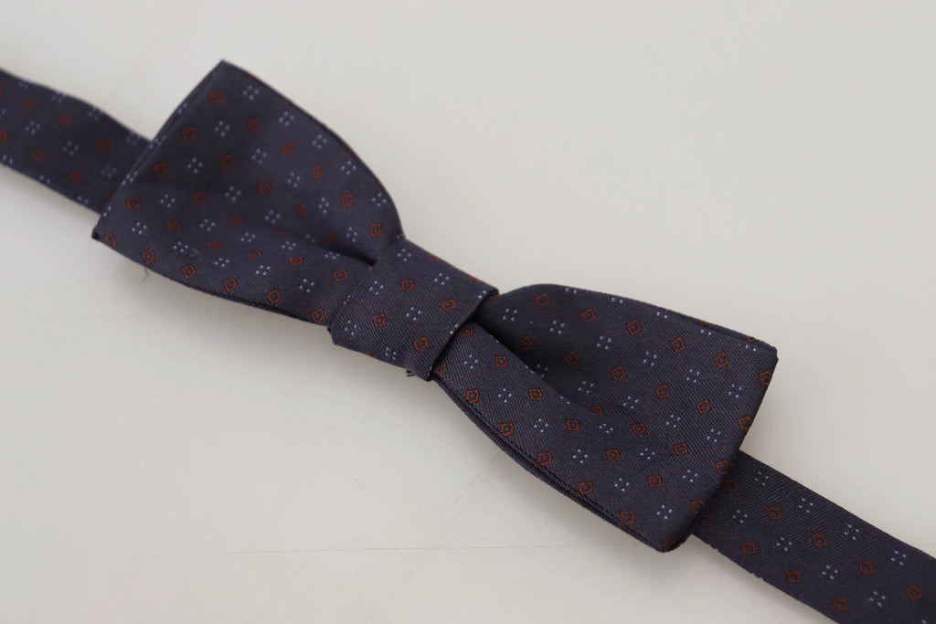 Dolce & Gabbana Blue Pattern Silk Adjustable Neck Papillon Bow Tie by Dolce & Gabbana
