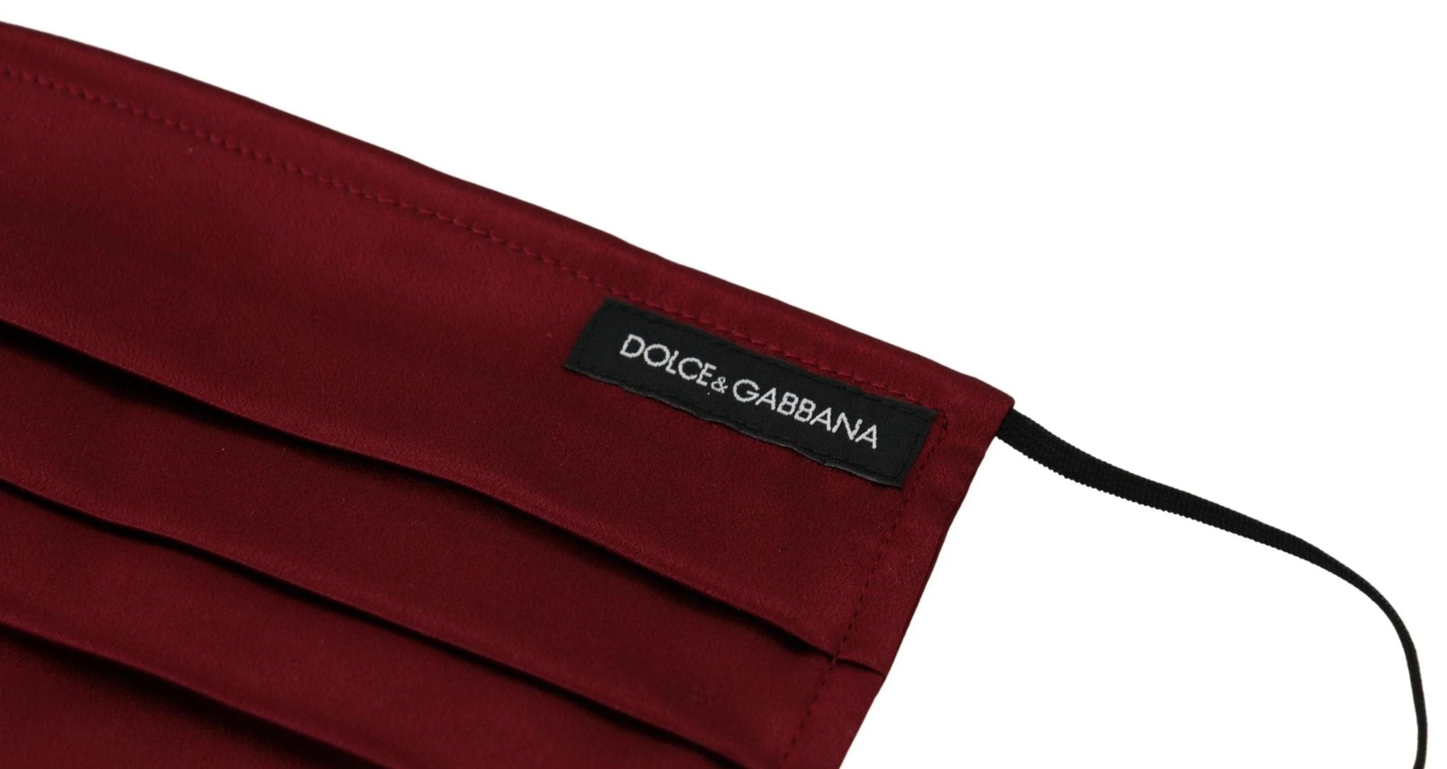 Dolce & Gabbana Maroon Silk Pleated Elastic Ear Strap One Size Face Mask by Dolce & Gabbana