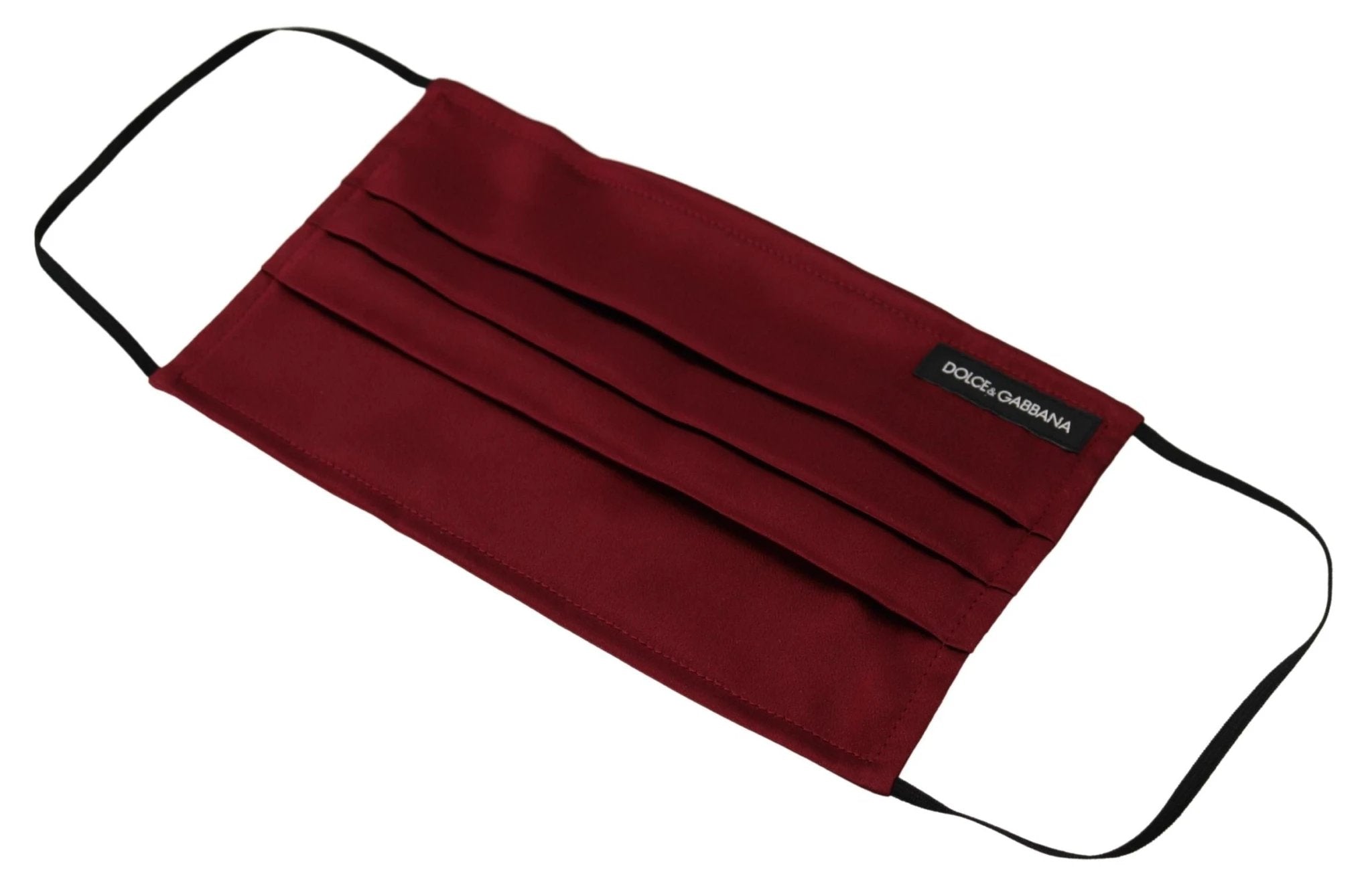 Dolce & Gabbana Maroon Silk Pleated Elastic Ear Strap One Size Face Mask by Dolce & Gabbana