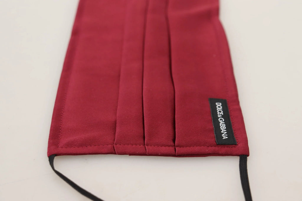 Dolce & Gabbana Maroon Silk Pleated Elastic Ear Strap One Size Face Mask by Dolce & Gabbana