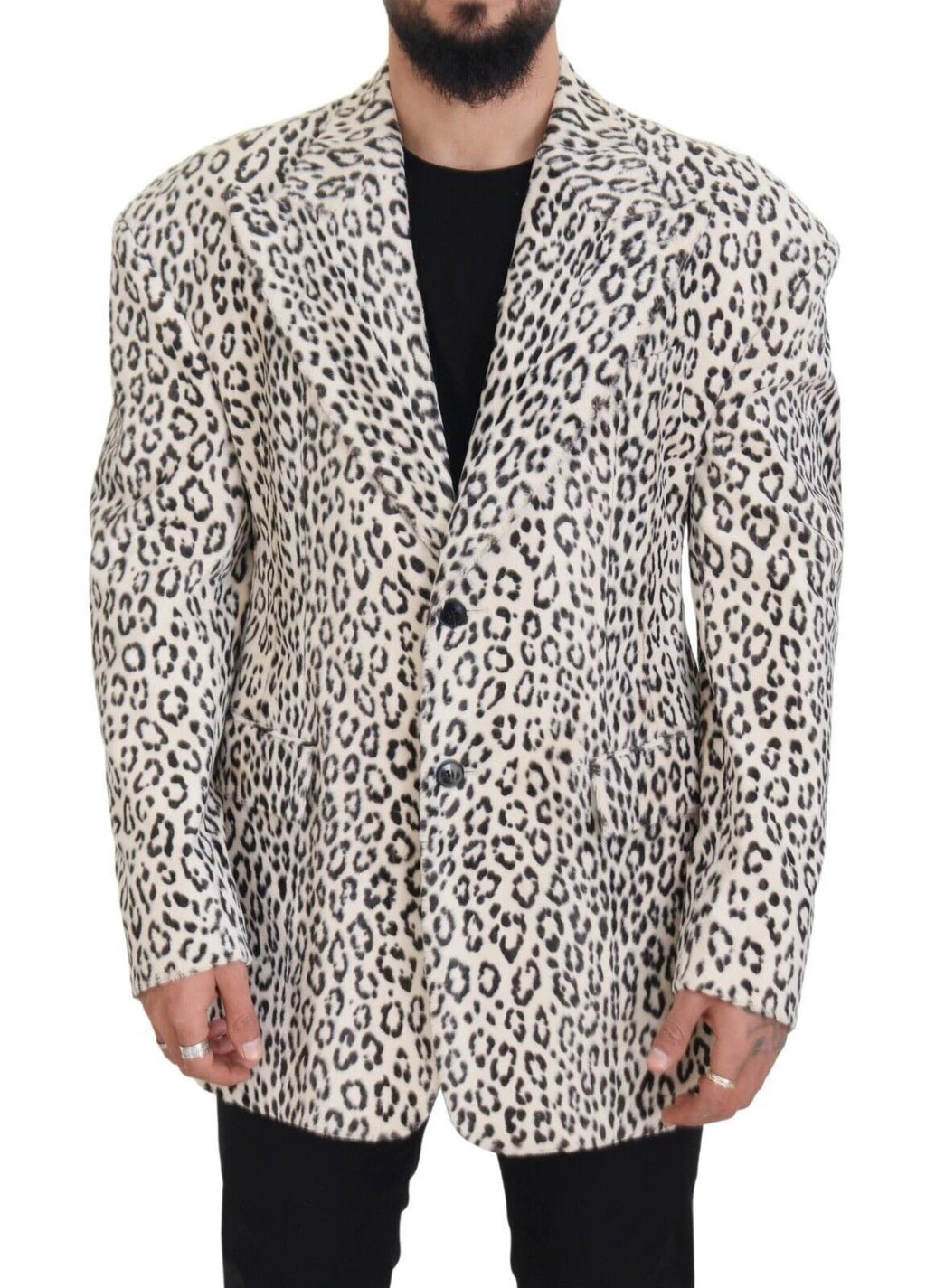 Dolce & Gabbana White Leopard Single Breasted Coat Blazer by Dolce & Gabbana