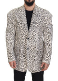 Dolce & Gabbana White Leopard Single Breasted Coat Blazer by Dolce & Gabbana