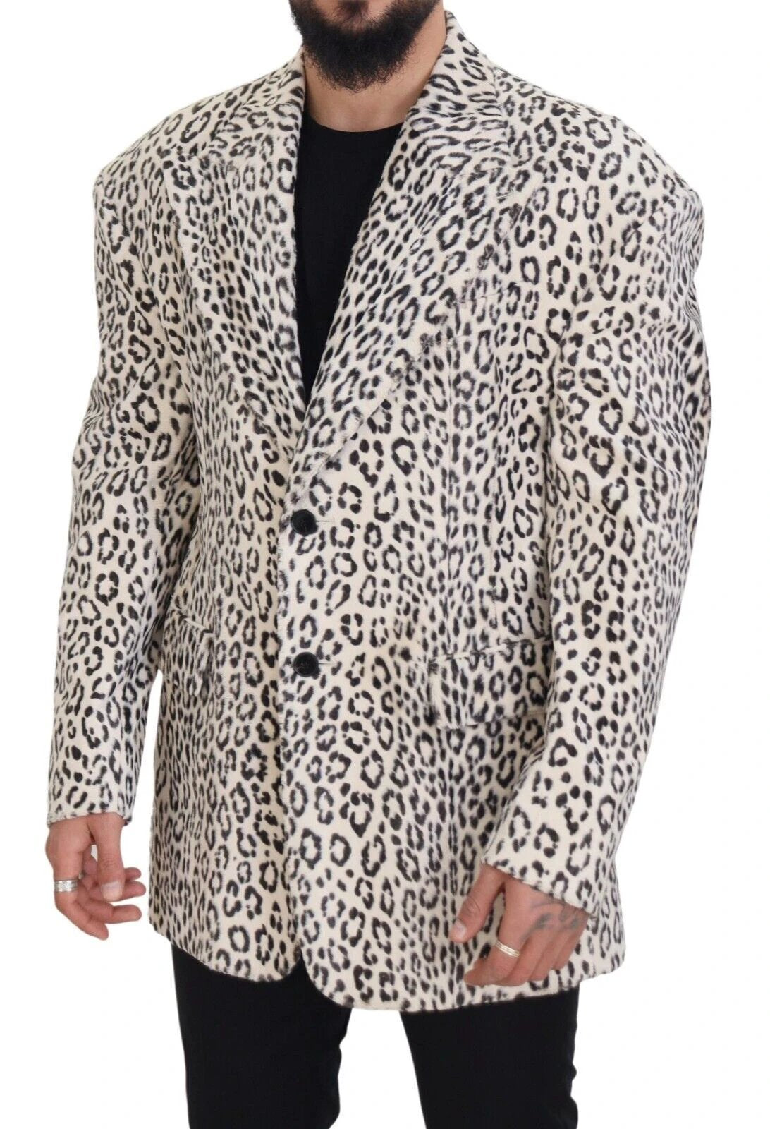 Dolce & Gabbana White Leopard Single Breasted Coat Blazer by Dolce & Gabbana