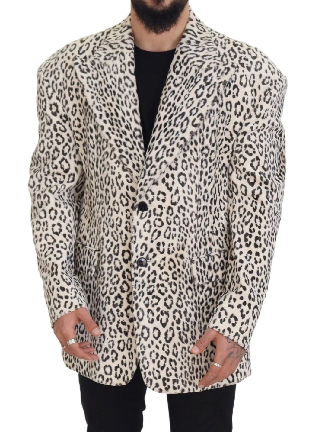 Dolce & Gabbana White Leopard Single Breasted Coat Blazer by Dolce & Gabbana
