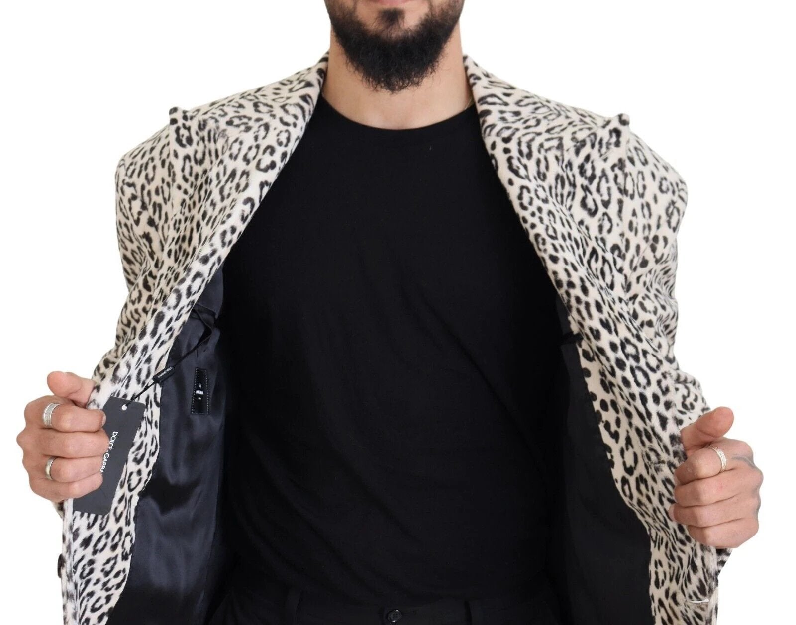 Dolce & Gabbana White Leopard Single Breasted Coat Blazer by Dolce & Gabbana