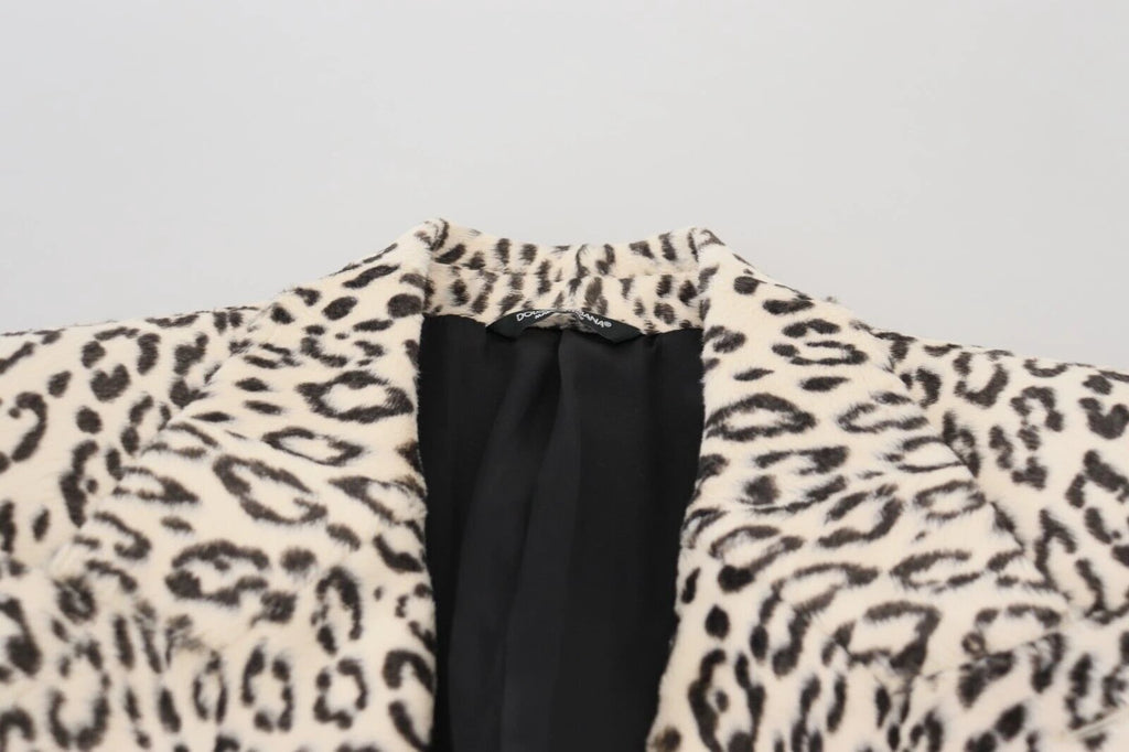 Dolce & Gabbana White Leopard Single Breasted Coat Blazer by Dolce & Gabbana