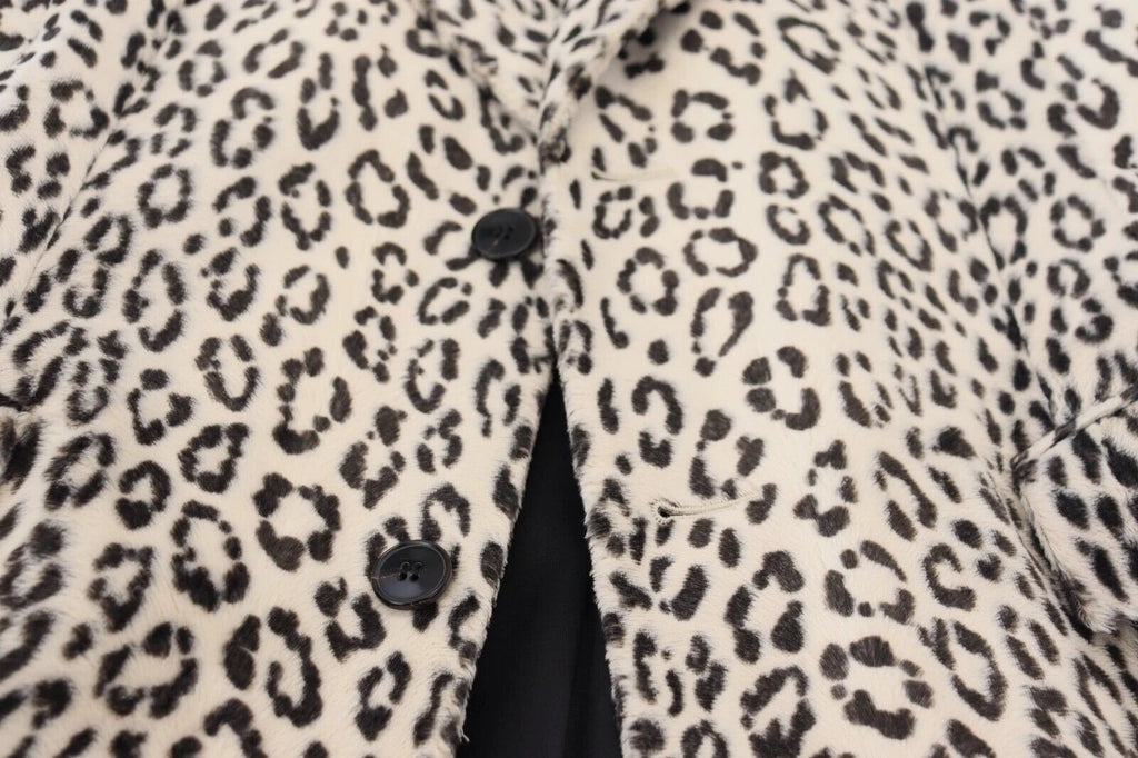 Dolce & Gabbana White Leopard Single Breasted Coat Blazer by Dolce & Gabbana