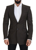 Dolce & Gabbana Black Brown Stripes Single Breasted Blazer by Dolce & Gabbana