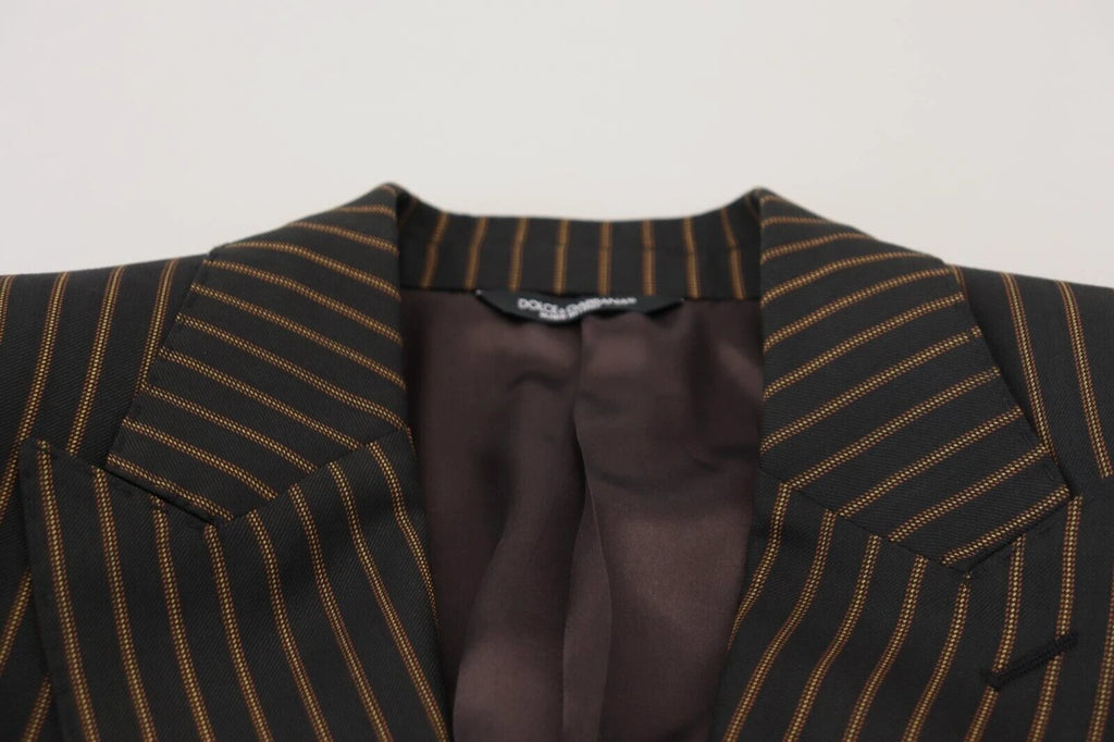 Dolce & Gabbana Black Brown Stripes Single Breasted Blazer by Dolce & Gabbana