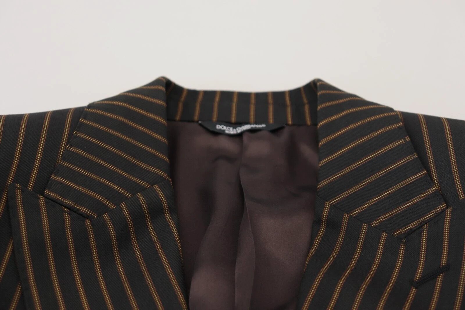 Dolce & Gabbana Black Brown Stripes Single Breasted Blazer by Dolce & Gabbana