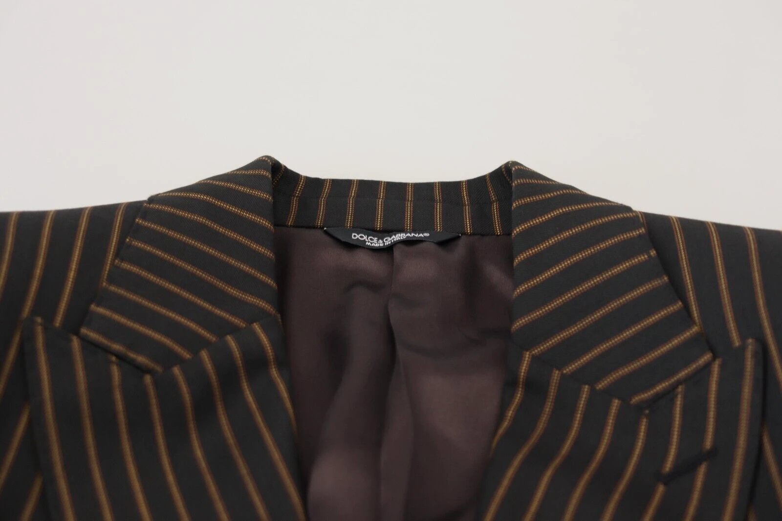 Dolce & Gabbana Black Brown Stripes Single Breasted Blazer by Dolce & Gabbana