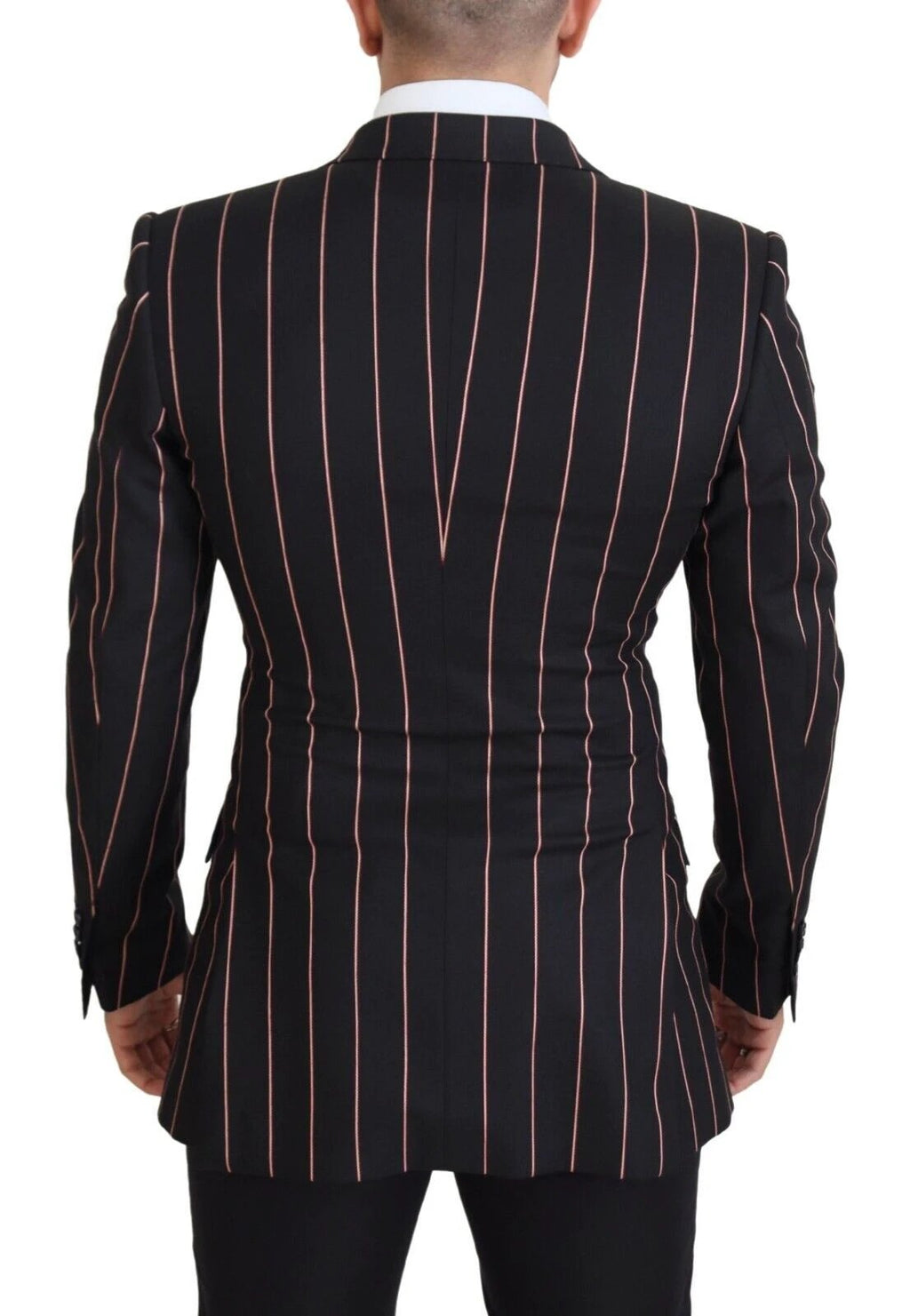 Dolce & Gabbana Black Stripes Viscose Double Breasted Blazer by Dolce & Gabbana