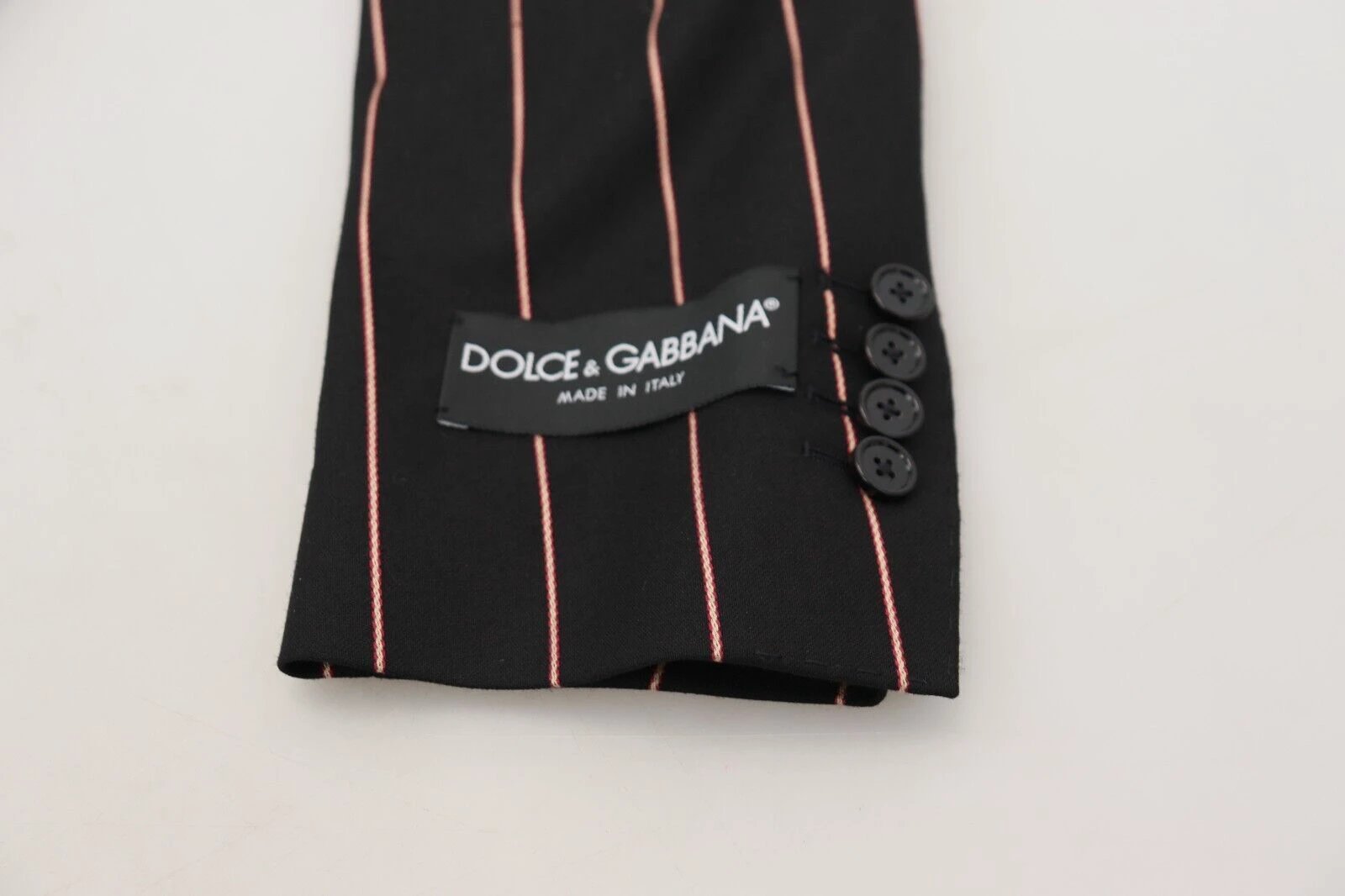 Dolce & Gabbana Black Stripes Viscose Double Breasted Blazer by Dolce & Gabbana