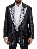 Dolce & Gabbana Black Sequined Cow Pattern Nylon Blazer by Dolce & Gabbana