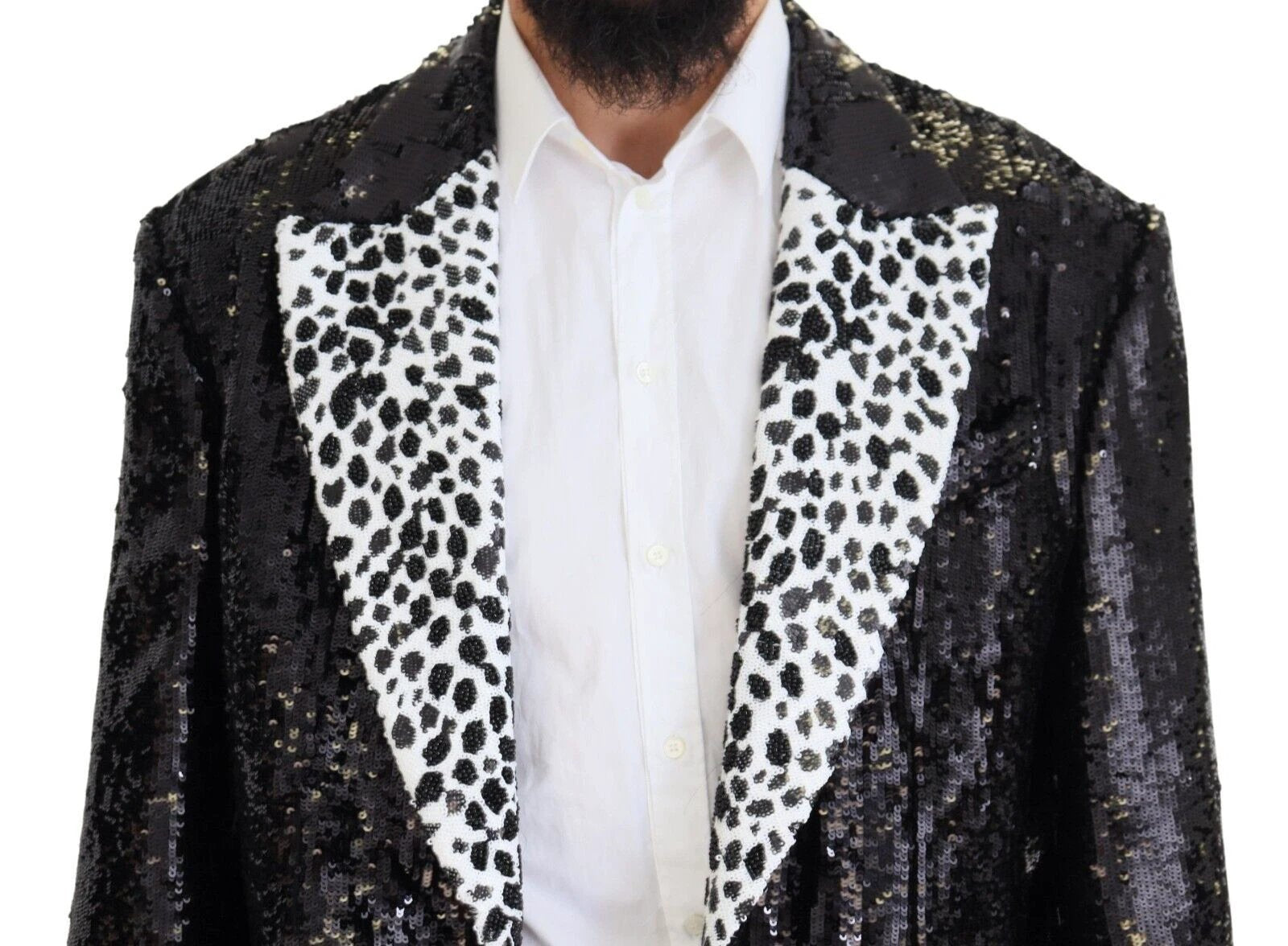 Dolce & Gabbana Black Sequined Cow Pattern Nylon Blazer by Dolce & Gabbana