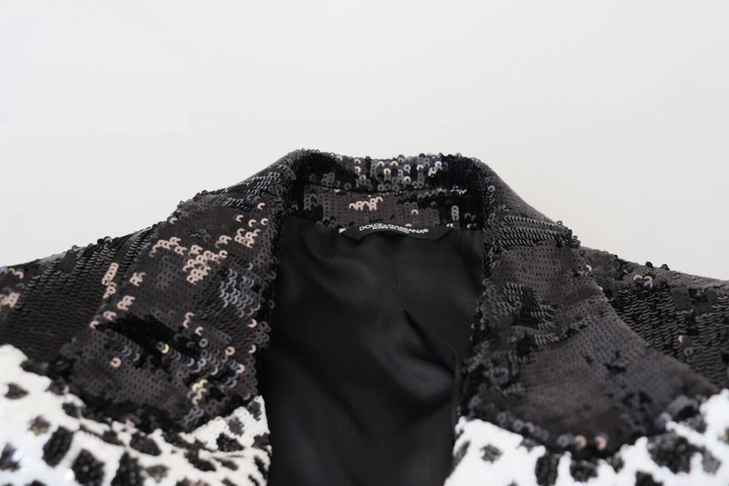 Dolce & Gabbana Black Sequined Cow Pattern Nylon Blazer by Dolce & Gabbana