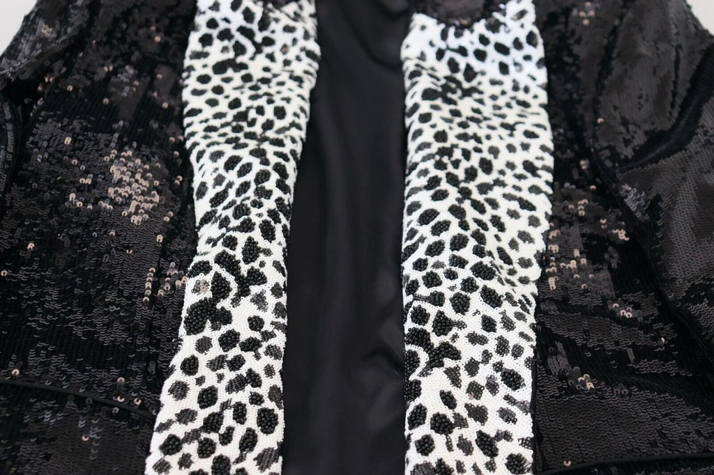 Dolce & Gabbana Black Sequined Cow Pattern Nylon Blazer by Dolce & Gabbana