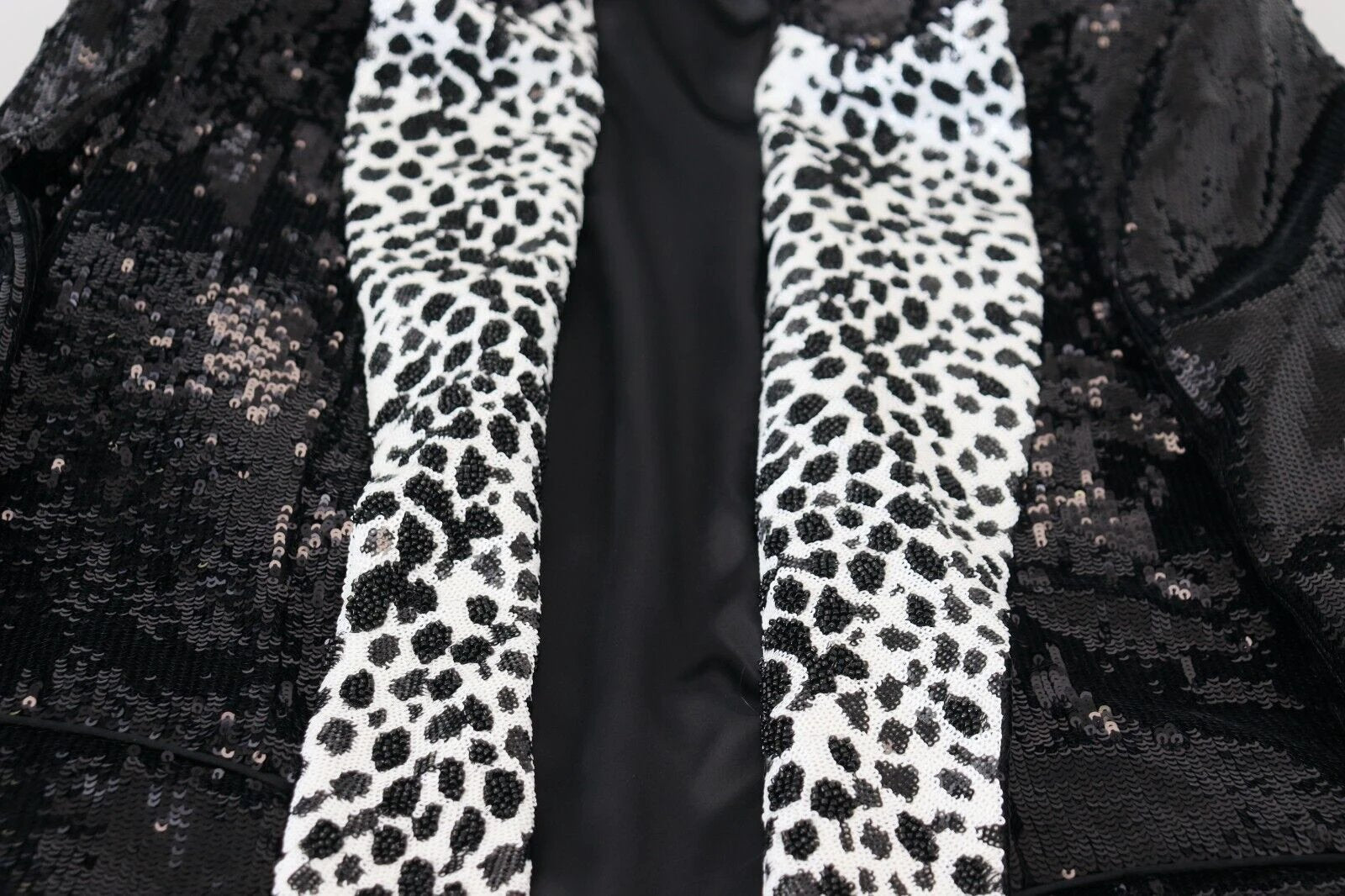 Dolce & Gabbana Black Sequined Cow Pattern Nylon Blazer by Dolce & Gabbana