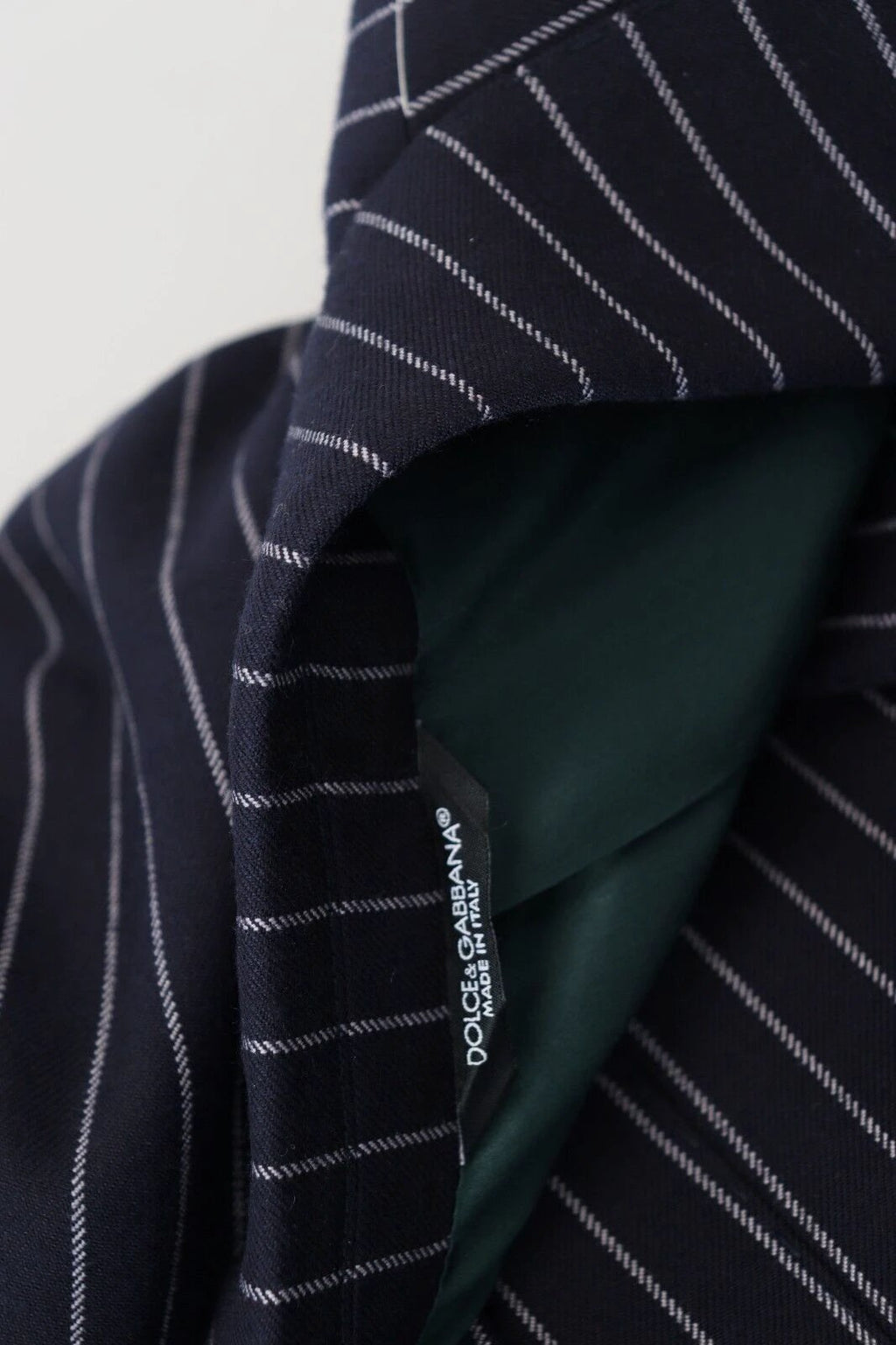 Dolce & Gabbana Dark Blue Stripe Wool Single Breasted Blazer by Dolce & Gabbana