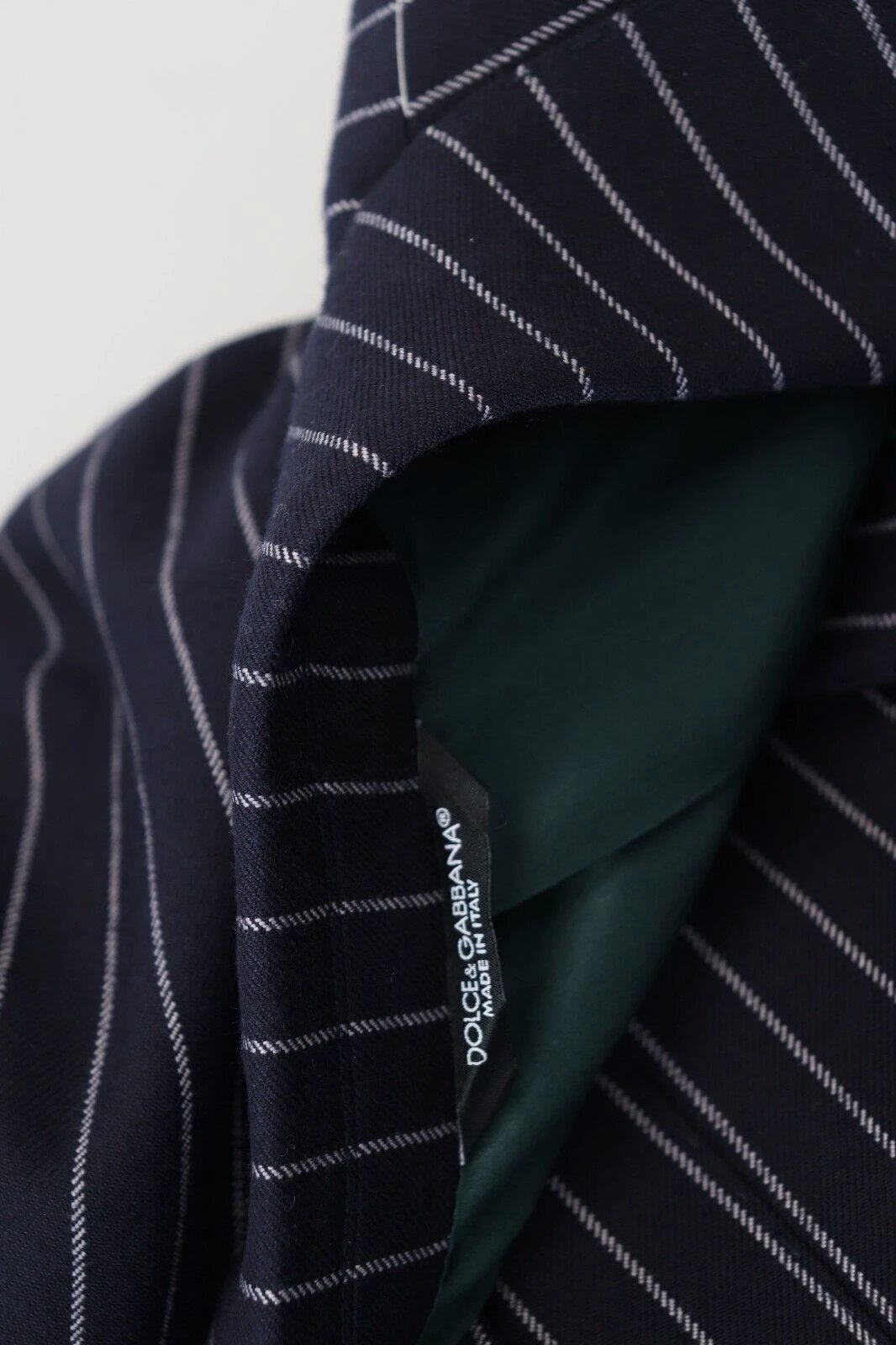 Dolce & Gabbana Dark Blue Stripe Wool Single Breasted Blazer by Dolce & Gabbana