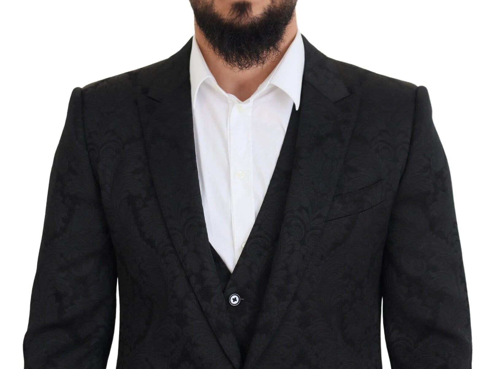 Dolce & Gabbana Black Floral Brocade 2 Piece MARTINI Suit by Dolce & Gabbana