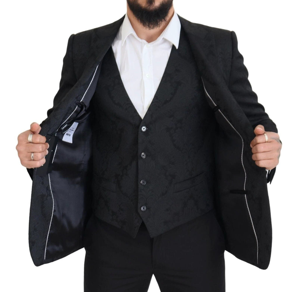 Dolce & Gabbana Black Floral Brocade 2 Piece MARTINI Suit by Dolce & Gabbana