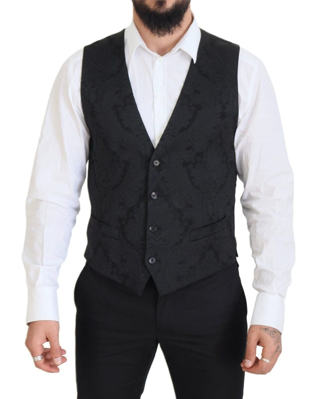 Dolce & Gabbana Black Floral Brocade 2 Piece MARTINI Suit by Dolce & Gabbana