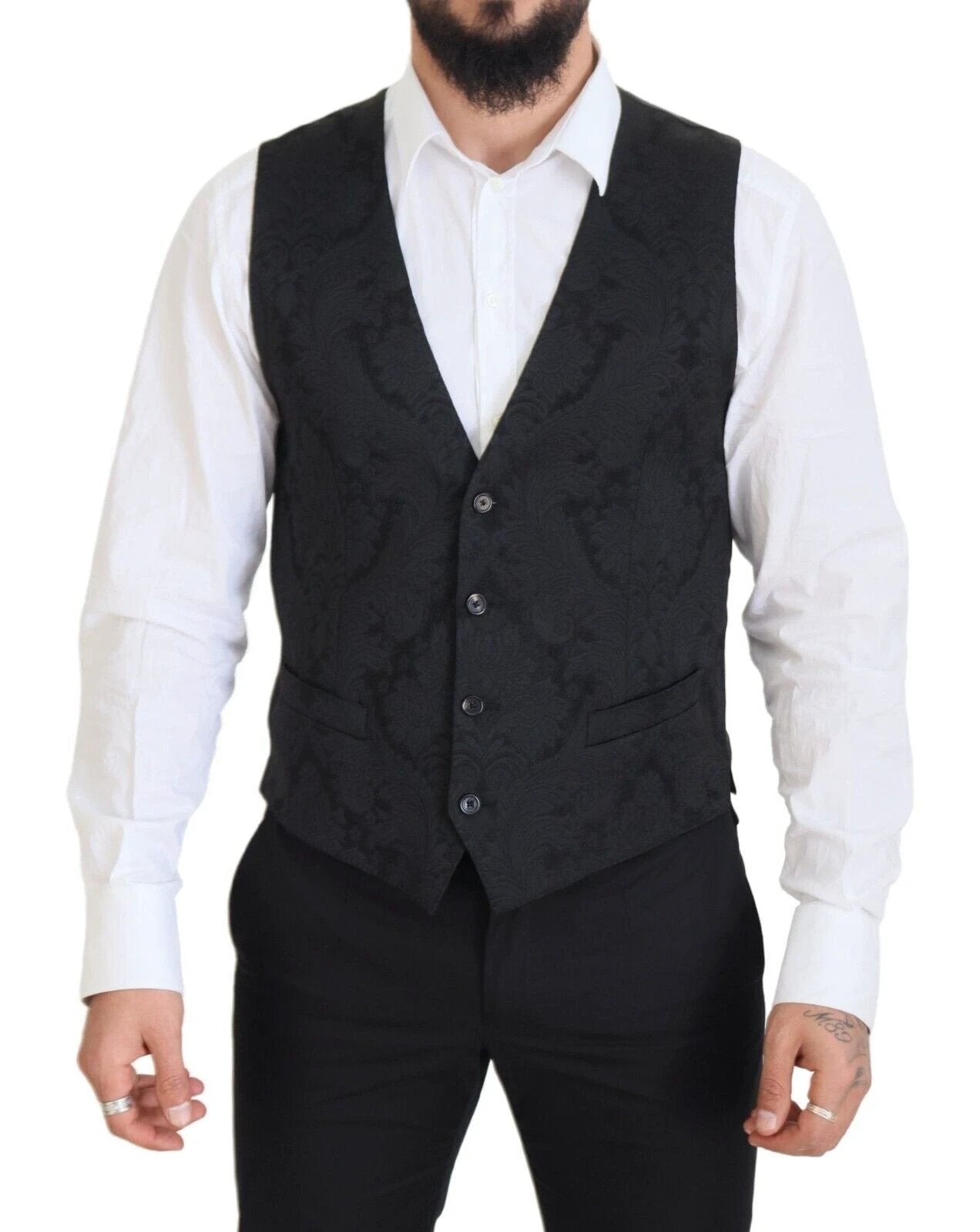 Dolce & Gabbana Black Floral Brocade 2 Piece MARTINI Suit by Dolce & Gabbana
